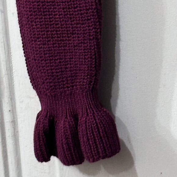 NWT H&M Divided Sz M Womens Ruffle Burgundy Rib Sweater Pullover Cotton/Poly - Picture 6 of 12